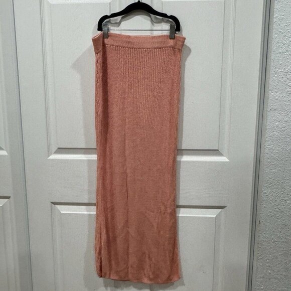 MNG Mango Womens Orange Green Skirt Size Medium M Summer Viscose Slit Knit‎ - Picture 2 of 10